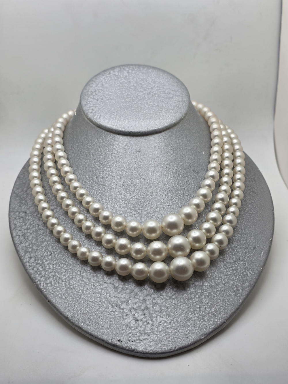 Vintage Multi-Strand White Faux Pearl Necklace